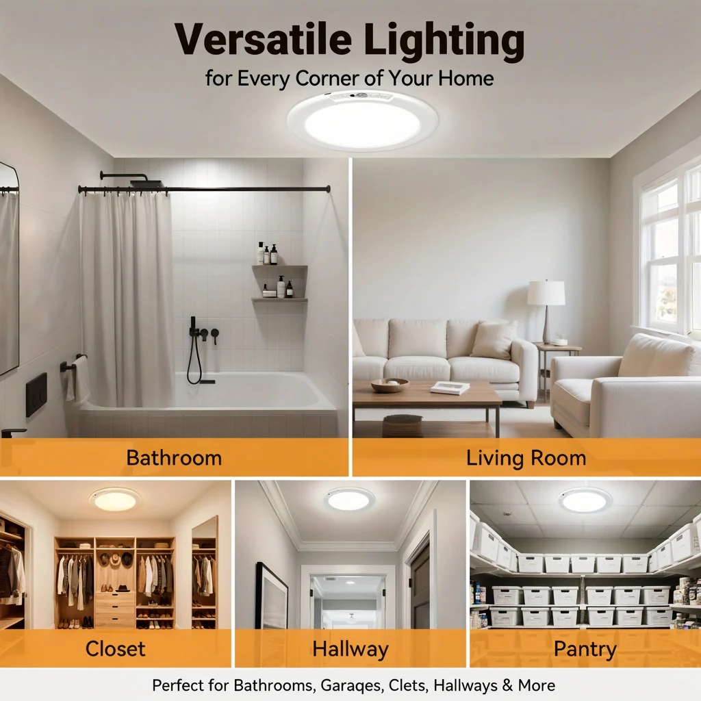 Flush Mount Ceiling Light LED Motion Sensor Versatile Design - Image 2