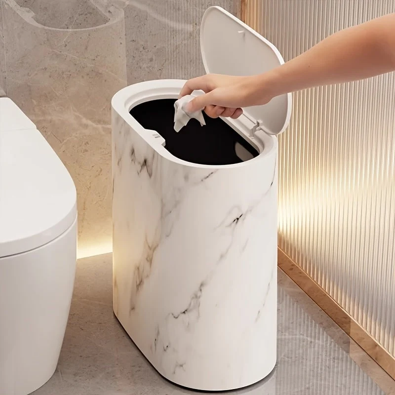 Kitchen Trash Can Bathroom Bin Lid Pedal Narrow Waste Bin - Image 3