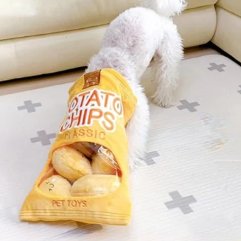 Plush Dog Toys Potato Chip Set Interactive Play and Chewing - Image 3