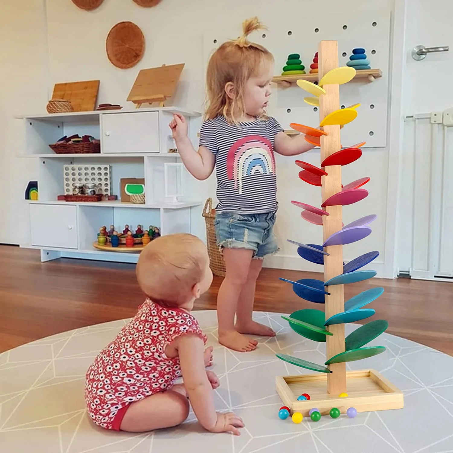 Wooden Rainbow Tower Educational Sensory Play - Image 8